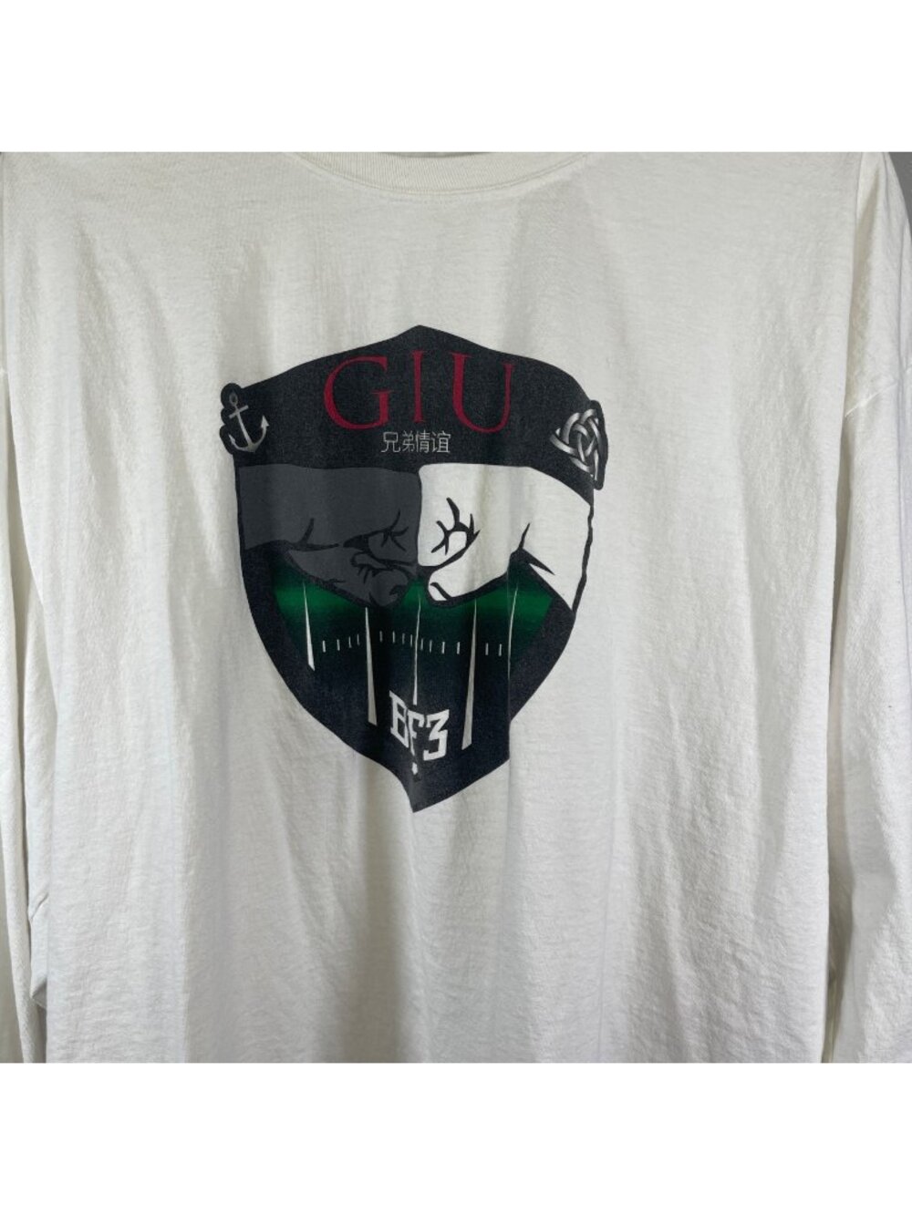 Mens Long Sleeve Graphic T-Shirt White 3XL Cotton Gridiron University Crewneck